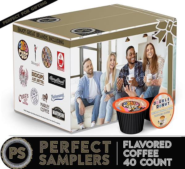 FLAVORED COFFEE PODS VARIETY PACK FOR KEURIG K CUPS BREWERS, ASSORTED FLAVORED COFFEE SAMPLER, 40 COUNT