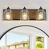 YKLITG Vanity Lights for Bathroom Large 23", Farmhouse Rustic Vanity Light with Bubble Glass Shades, Brown 3 Light Bathroom L