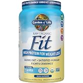 Garden of Life Raw Organic Fit Vegan Protein Powder, Vanilla, 20 Servings | 28g Plant Based Powder for Weight Management, Raw Protein, Probiotics &amp; Fiber, Non-GMO, Gluten-Free, Vegan
