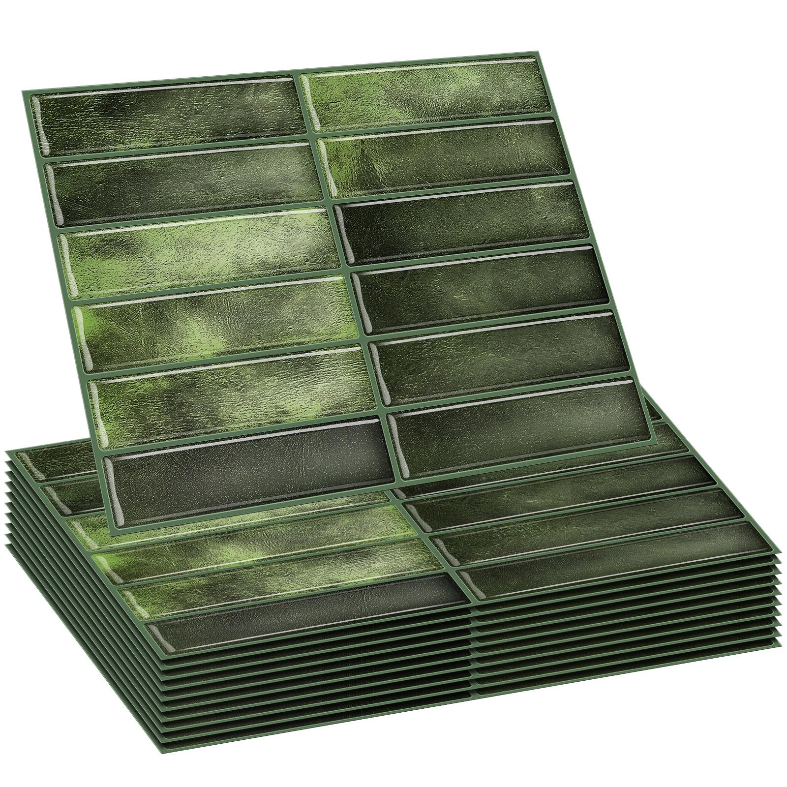 Photo 1 of Drydiet 20 Sheets Tile Peel and Stick Backsplash 11.43 x 9 3D Wall Kitchen Stick on Tiles for Kitchen Marble Tiles (Green)