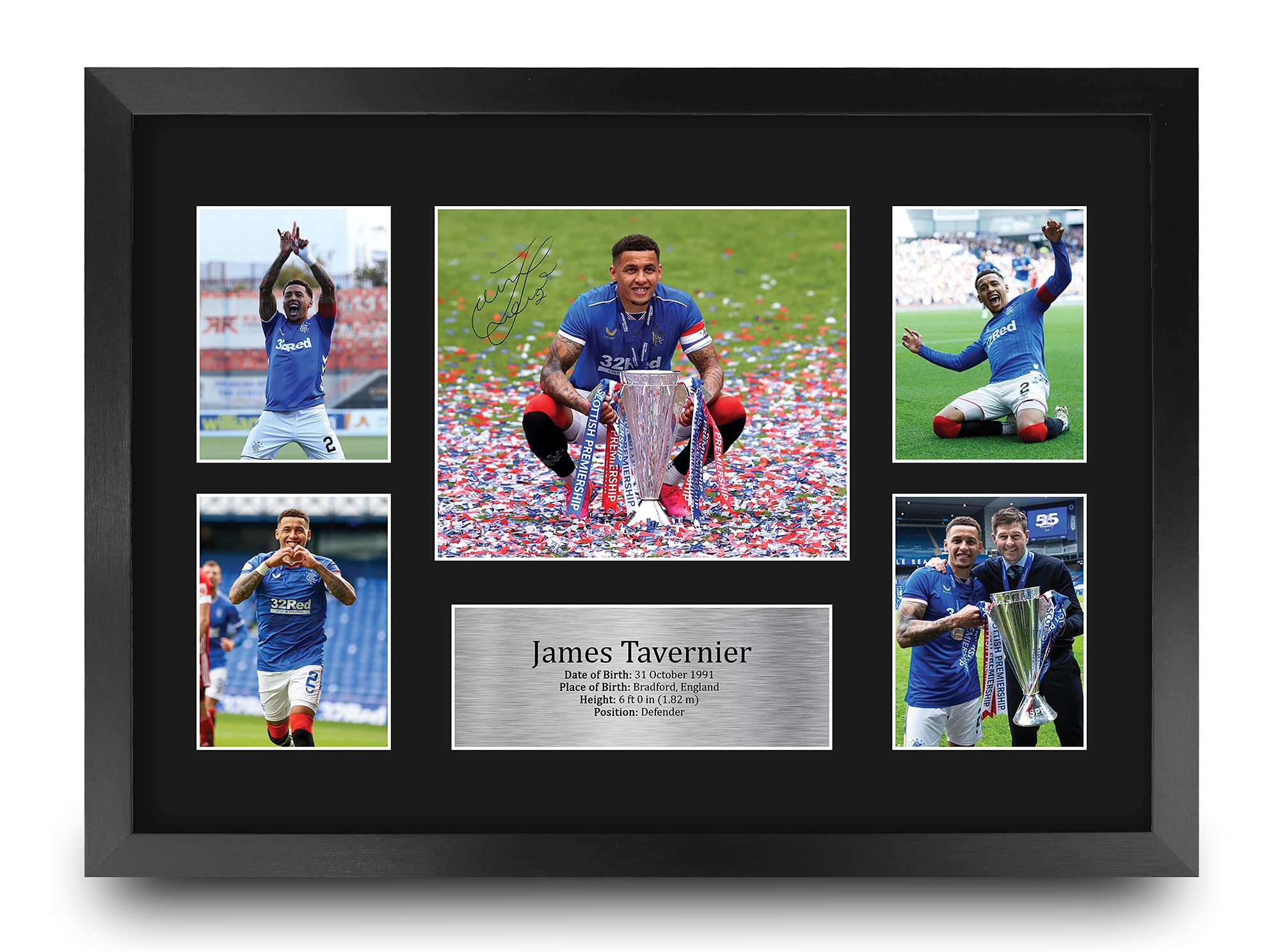 HWC Trading FR A3 James Tavernier Rangers Gifts Printed Signed Autograph Picture for Football Fans and Supporters - A3 Framed