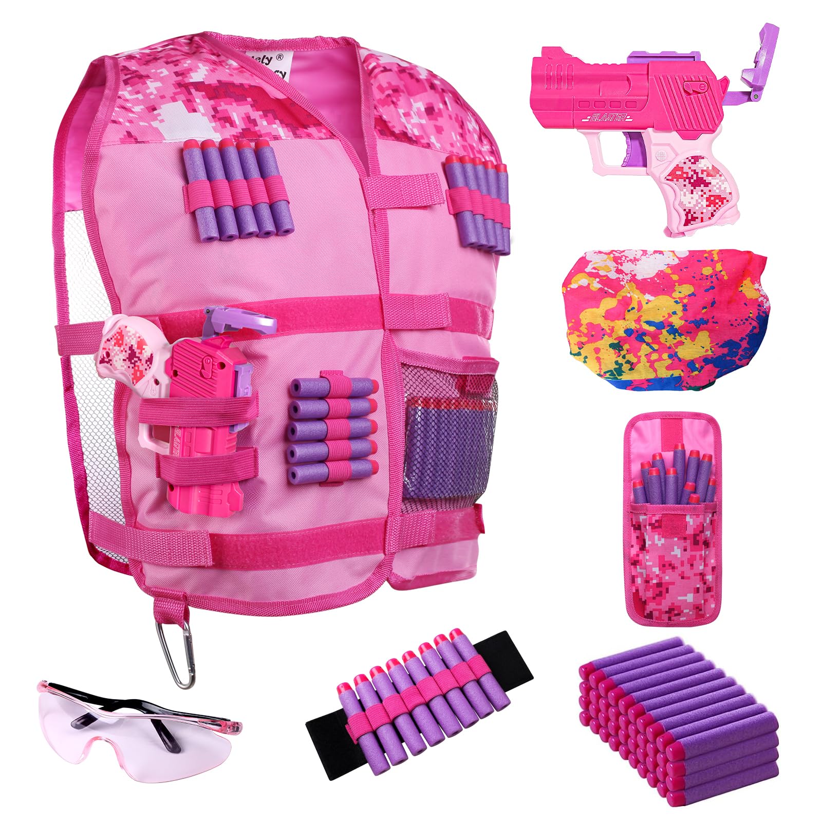 Nerf Vest Tactical Kids Pack With Gun Tactical Vest Pink With