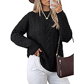 YUCOLEN Women's Chunky Cable Knit Pullover Sweater Crewneck Loose Vintage Casual Fall Long Sleeve Old Money Sweaters