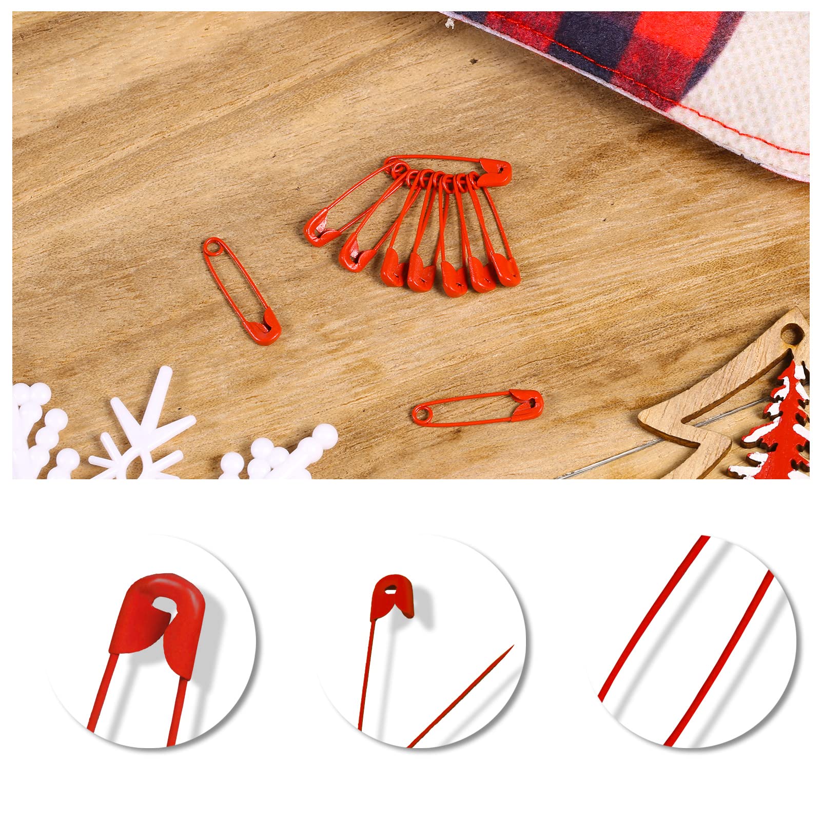 120pcs Colored Safety Pins, 19mm Nickel Plated Stainless Steel Small Safety Pins Bulk for Clothing DIY Arts Crafts Jewelry Making Dark Red for Christmas