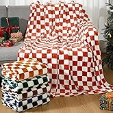 Hahafelt 6 Pcs Checkered Throw Blanket Soft Fluffy Black White Orange Brown Blue Green Comfortable Blankets for Couch Bed Sofa Home Decor 50 x 60 Inches