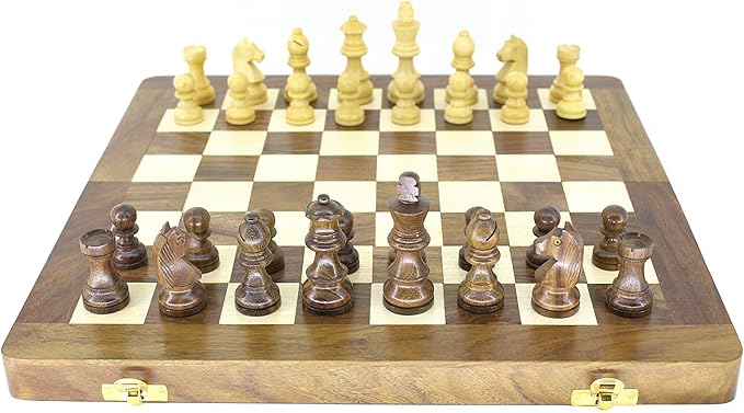 VA Antiques Wooden Folding Chess Board (Magnetic) Made of Sheesham Wood (12 X 12 inch)