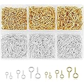 VYNFLICK Screw Eye Pins: Small Eyelet Screws 3 Sizes 800Pcs Gold & Silver Mini Eye Hooks for Jewelry Making DIY Crafts Art Projects