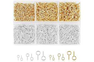 VYNFLICK Screw Eye Pins: Small Eyelet Screws 3 Sizes 800Pcs Gold & Silver Mini Eye Hooks for Jewelry Making DIY Crafts Art Projects