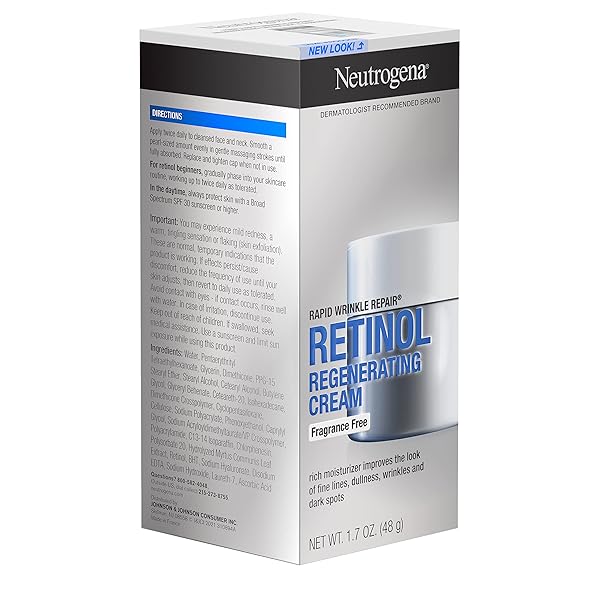 NEUTROGENA RAPID WRINKLE REPAIR, RETINOL FACE MOISTURIZER, DAILY ANTI-AGING NECK & FACE CREAM WITH HYALURONIC ACID, RETINOL CREAM, FRAGRANCE-FREE, FADES FINE LINES, WRINKLES AND DARK SPOTS, 1.7 OZ