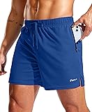 Pudolla Men's Workout Running Shorts with Zipper