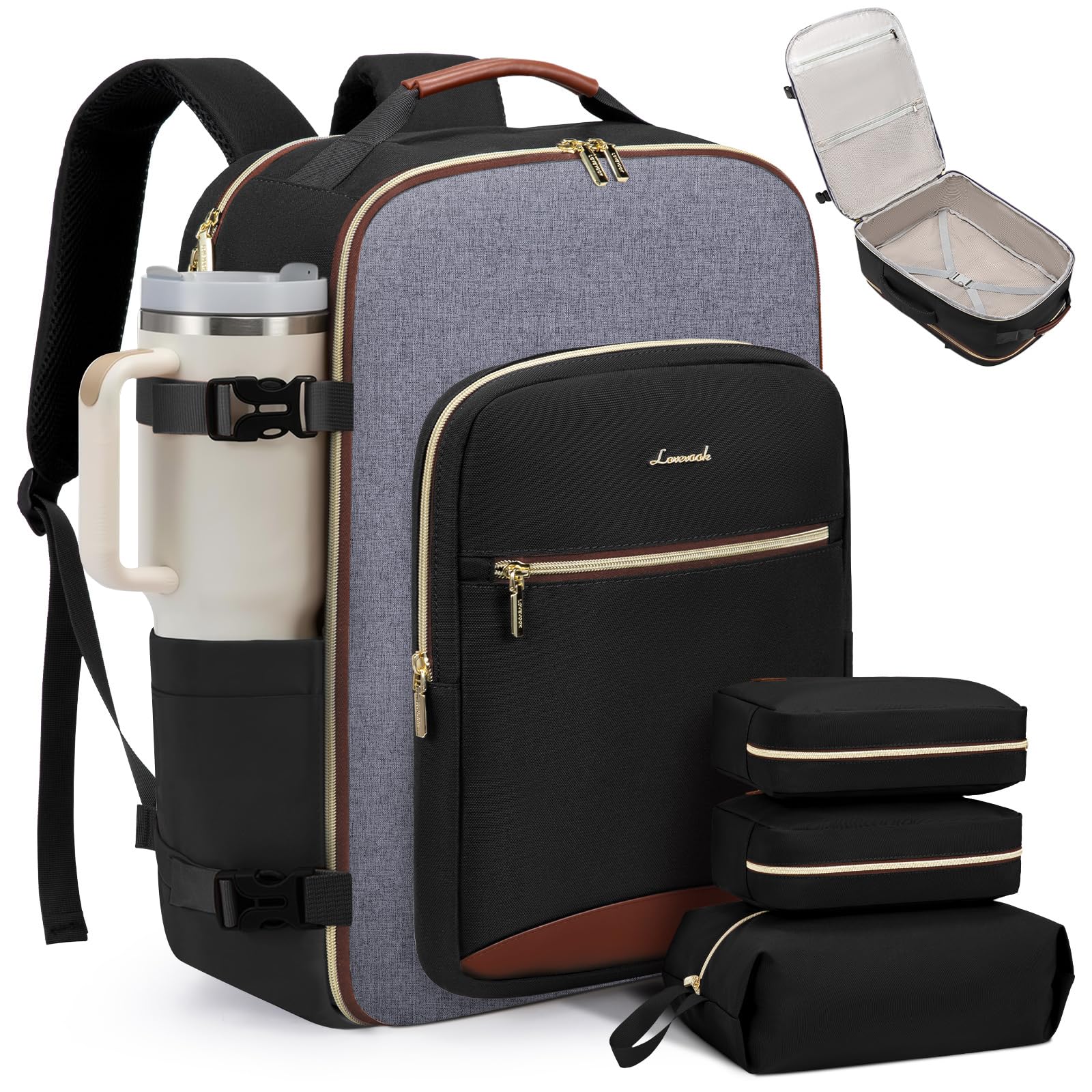 Photo 1 of LOVEVOOK 40L Travel Backpack for Women & Men, Airline Approved Carry On Luggage with 3 Packing Cubes, TSA Overnight Bags, Waterproof Personal Item Bag, Weekender Essentials Backpacks fits 17" Laptop
