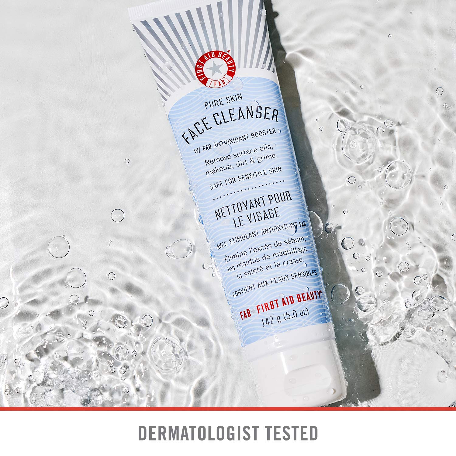 First Aid Beauty Pure Skin Face Cleanser, Sensitive Skin Cream Cleanser with Antioxidant Booster – 5 oz.: Beauty