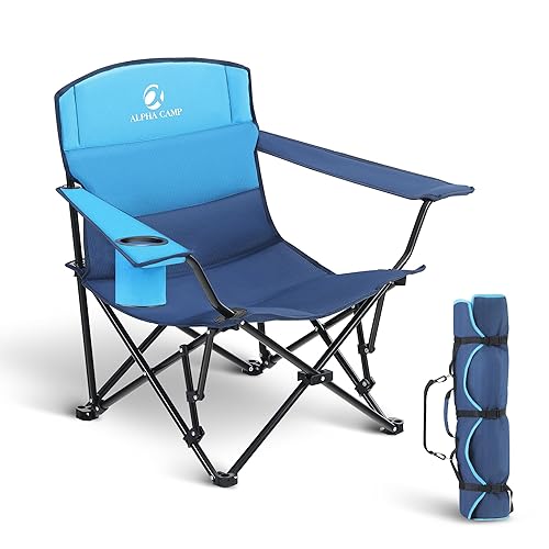 ALPHA CAMP Low Folding Camping Chair, Portable Beach Chair with