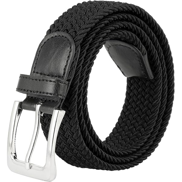 Belts.com Mens Braided Elastic Fabric Woven Stretch Belt Leather
