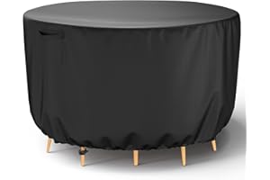 Brosyda Round Patio Furniture Cover, Waterproof Outdoor Table Covers, Windproof Heavy Duty Patio Cover for Outdoor Table & Chair Set, Tear Resistant, 72"DIA x 28"H, Black