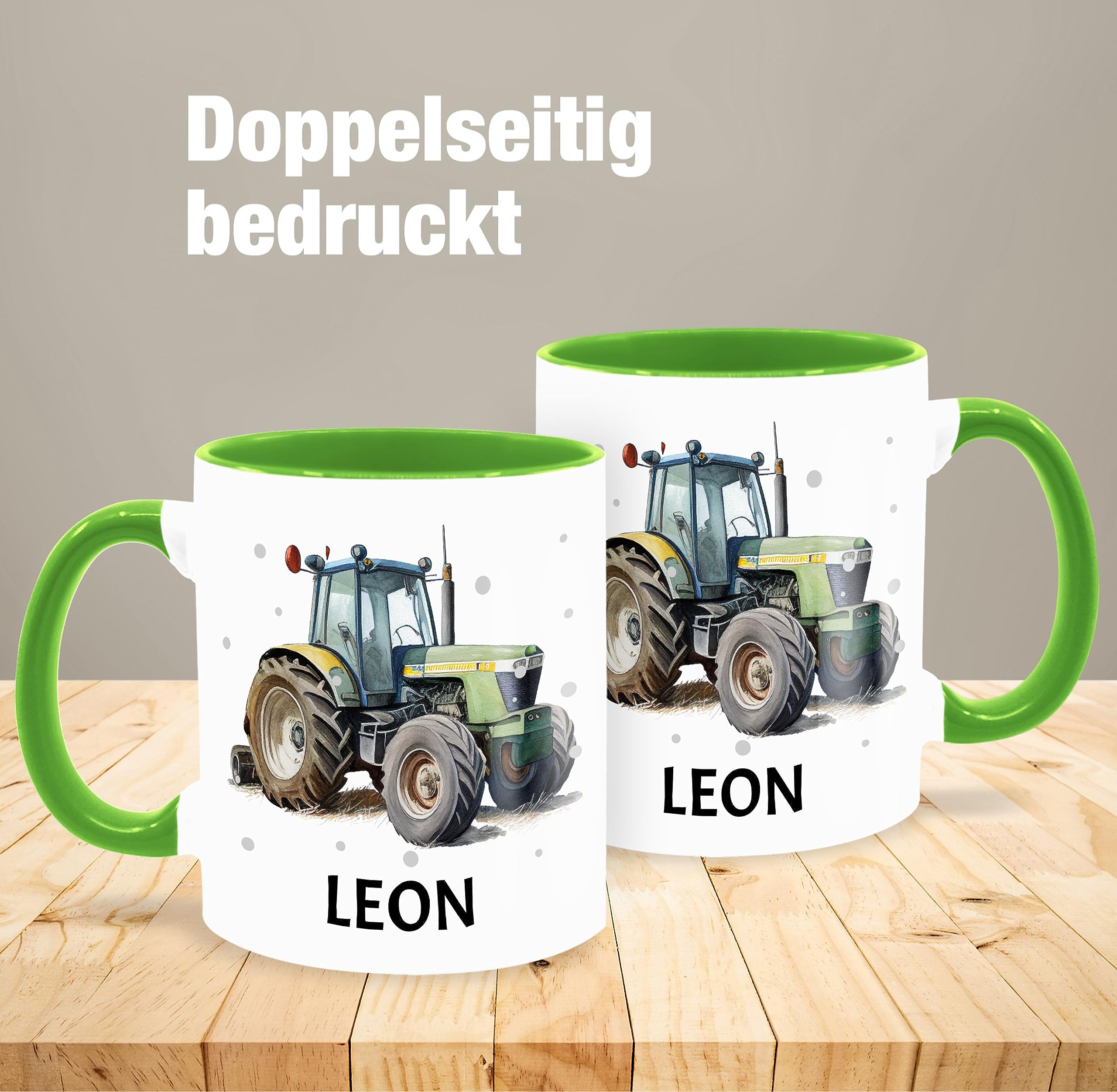 Tasse Tassen 325ml - Trecker Name I Trecker Fan I Traktor Geschenk personalisiert I Geschenk Landwirt - 325 ml - Hellgrün - geschenkideen für landwirte teetasse einschulung traktoren leon haferl 4