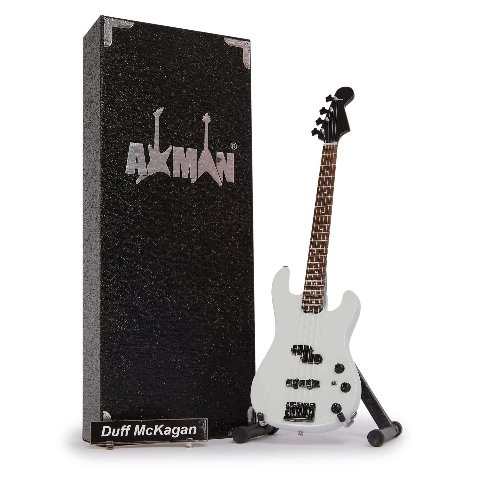 Duff McKagan Miniature Guitar Replica - Music Gifts - Handmade Ornamental 1/4 Scale - Includes a Display Box, Name Tag and Miniature Guitar Stand