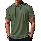 MAGCOMSEN Men's Short Sleeve Hoodie Workout Gym Athletic Cotton Lightweight Hooded T Shirts Sweatshirt