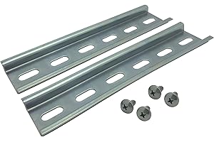 Electrodepot Din Slotted Rail, Steel Zinc Plated, 35 mm x 6 Inches. 2 Steel Din Rails with 4#10 Stainless Steel Screws for Hardware Components Mounting