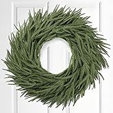 Celltestria 24 Inch Christmas Wreaths for Front Door Wall Fireplace Decoration Artificial Green Xmas Norfolk Wreath for Indoor Outdoor Home Holiday Decor
