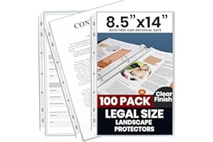 Performore 100 Pack of 8.5x14 Legal Size Heavyweight Clear Sheet Protectors, Plastic Legal Paper Sleeves, Clear Archival Quality, Long Sheet Protectors for Binders Documents