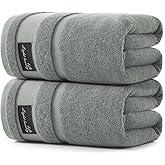 REDKISS Large Bath Towels Set 2 Piece, 100% Cotton, 31x63 in,Heavyweight 760GSM, Highly Absorbent & Quick Dry, Super Soft Luxury Bath Towel for Bathroom,Hotel Collection - Gray
