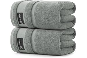 REDKISS Large Bath Towels Set 2 Piece, 100% Cotton, 31x63 in,Heavyweight 760GSM, Highly Absorbent & Quick Dry, Super Soft Luxury Bath Towel for Bathroom,Hotel Collection - Gray