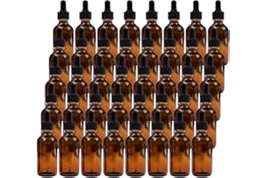 40 Pack Dropper Bottle 2oz, Amber Glass Bottles Eye Dropper Bottles with Glass Droppers for Essential Oils, Lab Chemicals, Pe