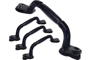 Dseap Barn Door Handle, 9" Heavy Duty Rustic Cast Iron Gate Grab Handles and Pulls, Black, Pack of 4