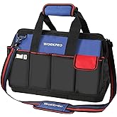 WORKPRO Tool Bag, 18 Inch Tool Bag with Waterproof Molded Base, Open Top Tool Organizer Bag with 20 Pockets, Adjustable Shoulder Strap