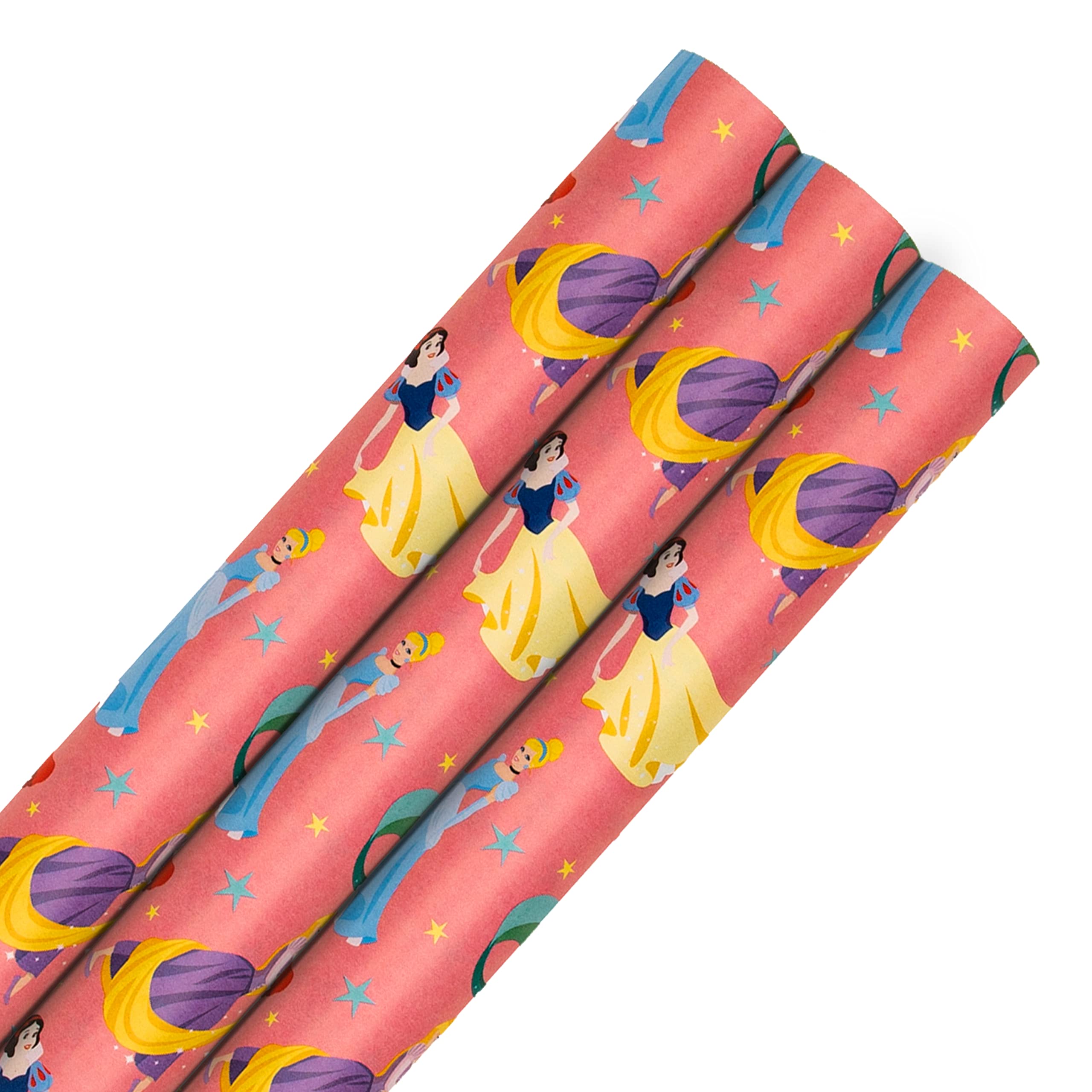 Hallmark Multi Occasion Wrapping Paper Bundle - 3 Rolls in 1 Disney Princess Pattern Design