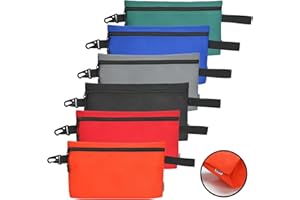 BOMOKS 6 Pack Tool Pouch With Zipper,Waterproofing Heavy-Duty Small Tool Bag,Multipurpose Organizer Utility Tool Bag,For Tools,Office Supplies,Cosmetics,Stationary
