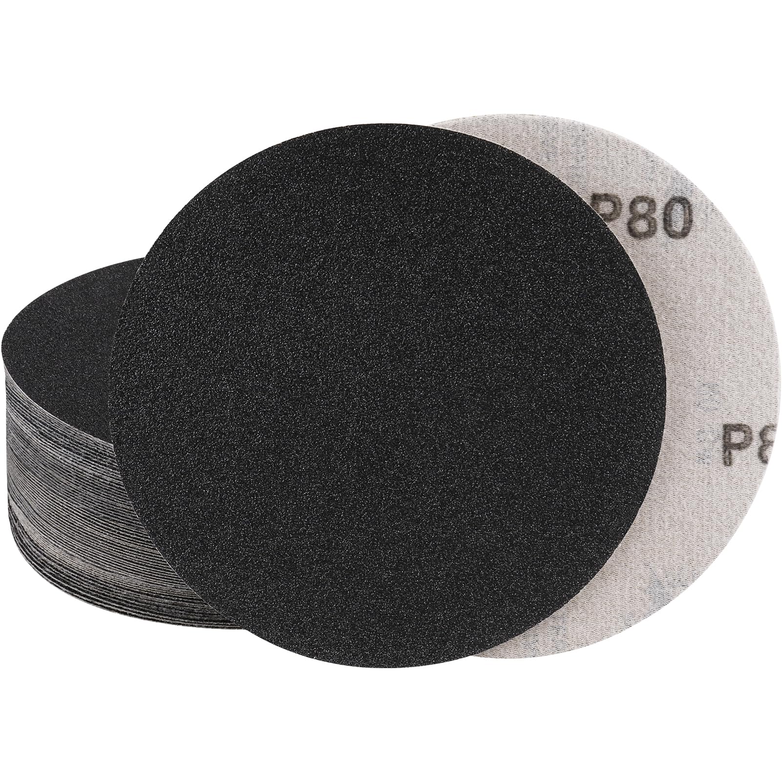 STEBRUAM 30Pcs 150mm Sanding Discs 80 Grit for Dry and Wet Sanding, Compatible with Random Orbital Sander, Woodworking & Automotive Sandpaper