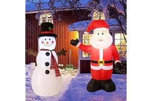 Kurala 4 FT Lighted Christmas Inflatable Santa Claus and Snowman, Outdoor Holiday Decorations Inflatable Yard Decorations