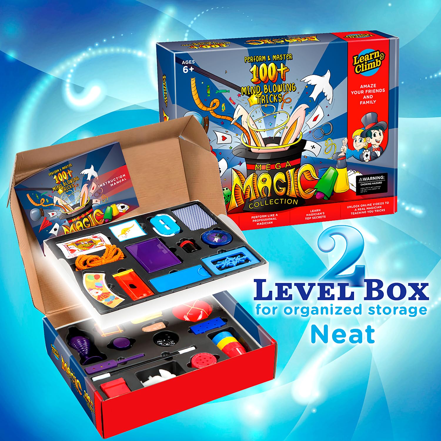 Learn & Climb Mega Magic Kit for Kids - Perform 100's of Today's Most Exciting Tricks - Magic Set with Tutorial Videos for Kids Ages 6-8, 8-10, 10-12