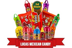 LOOK-ON Lucas Mexican Candy Mix (14 Count) Variety of Sour, Sweet, Spicy, Include Lucas Skwinkles, Pelucas, Lucas Muecas, Baby Lucas, Gusano, Salsagheti by LookOn