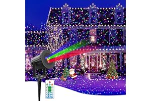 ECOHDT Laser Christmas Projector Lights Outdoor, RGB 3 Colors Firefly Lights & Stars Light Show, Holiday Projector Christmas Decorations for Yard/House/Garden/Party, Christmas Gift, Home Decor