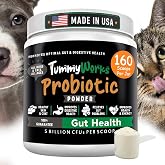 TummyWorks Probiotics for Dogs &amp; Cats with Prebiotics, 160 Scoops. Made USA | Gut Health Powder Supplement with 10 Strains, 5 Billion CFU&rsquo;s &amp; 6 Digestive Enzymes for Skin, Coat, Energy &amp; Immune Support