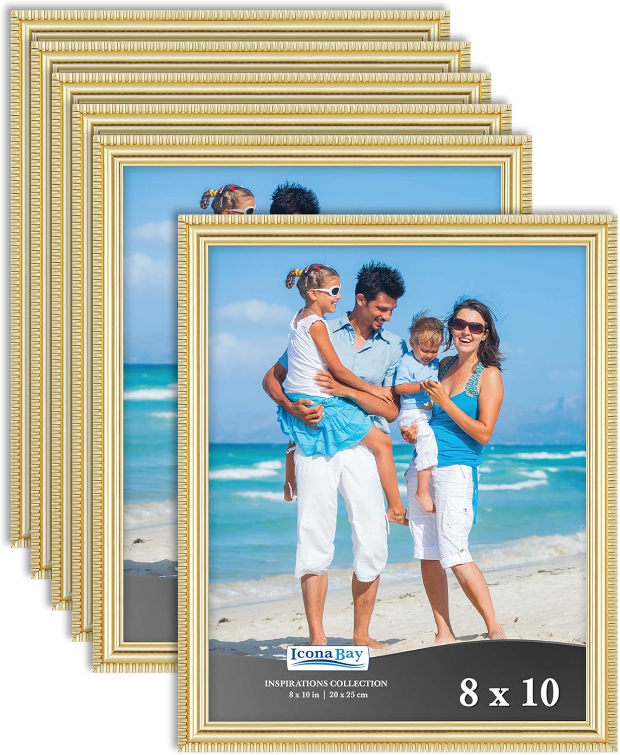 Amazon Com Icona Bay 8x10 Picture Frames Gold 6 Pack Beautifully Detailed Molding Contemporary Picture Frame Set Wall Mount Or Table Top Inspirations Collection
