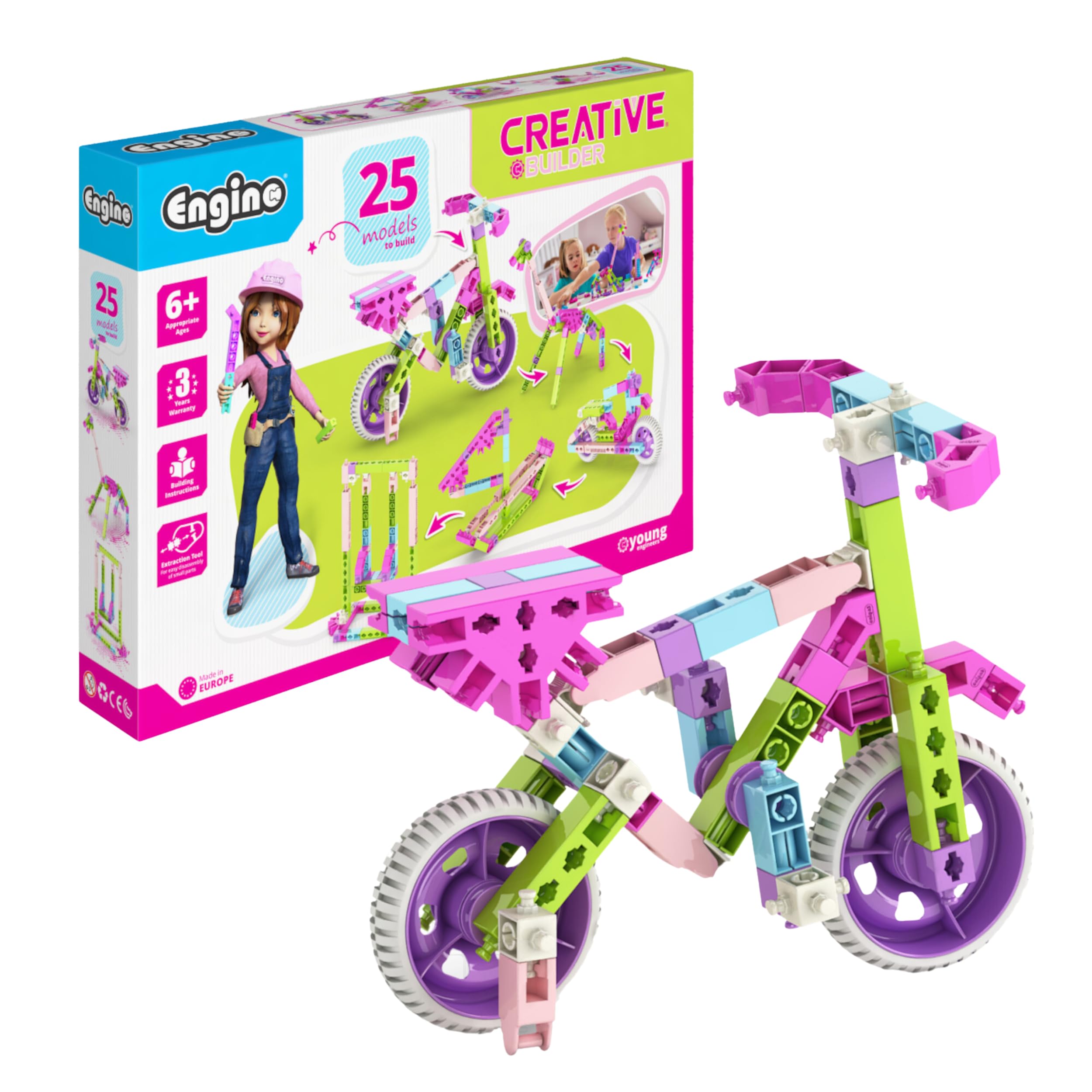 Engino- STEM Girls Building Toys, 25 Model Set, Educational Toys for Ages 6+, Construction Toys, Gifts for Girls, STEM Projects, Pink and Purple