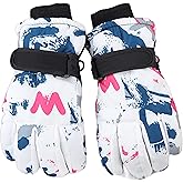 Mawjom Kids Skiing Gloves Winter Warm Waterproof Cold Weather Gloves for Outdoor Sports Girls Boys 6-9T