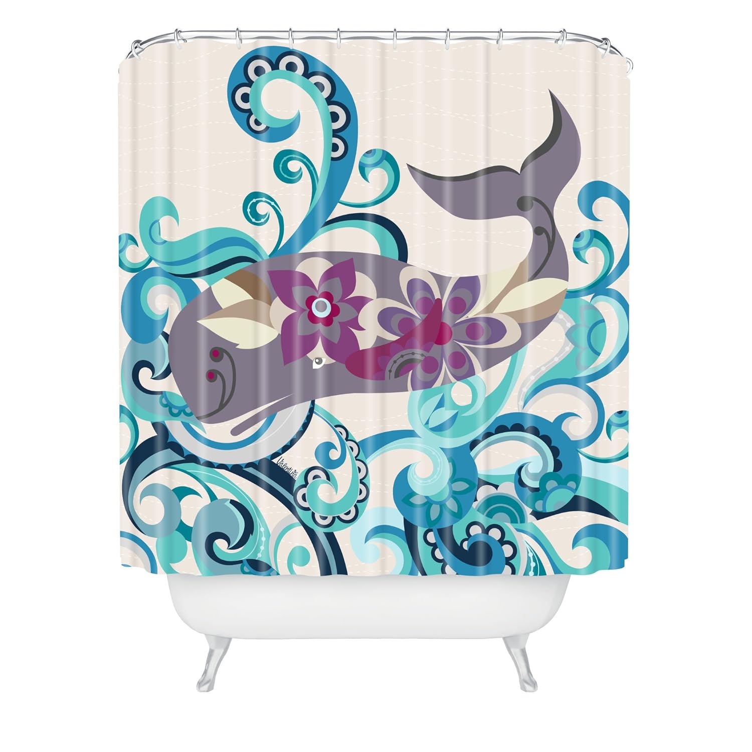 Hot Sale Deny Designs Valentina Ramos Whale Blossom Shower Curtain