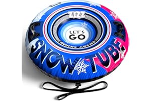 ZIZZ Inflatable Snow Tube Sled - 48'' Snow Tubes for Sledding Heavy Duty with Premium Canvas Covers for Kids Adults Fun Snow Toys Winter Outdoor Toys for Boys Girls Ideal Christmas Birthday Gift