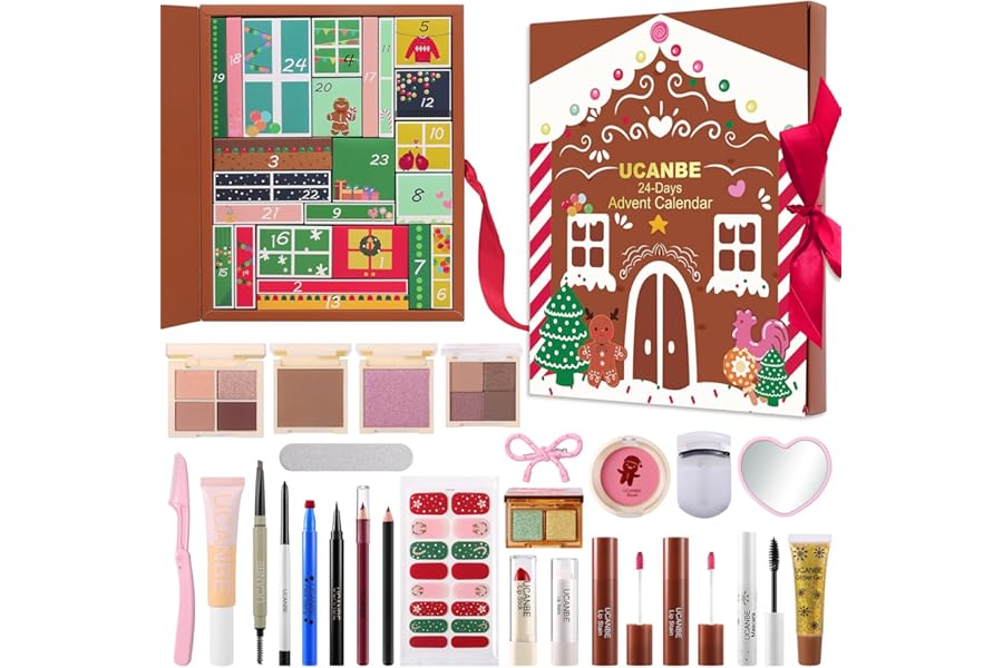 Makeup Advent Calendar 2025, 24 Days Christmas Gift Makeup Sets For Women, UCANBE 2025-2026 Xmas Countdown Calendar Full Makeup Kits Beauty Makeup & Cosmetic For Teens, Girls Gift