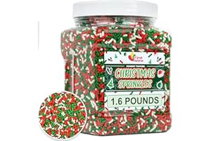 A GREAT SURPRISE Christmas Sprinkles Bulk - 1.6 Pounds - Holiday Jimmies - Red White and Green Xmas Baking Toppings for Cookies, Cakes, Cupcakes, and More!