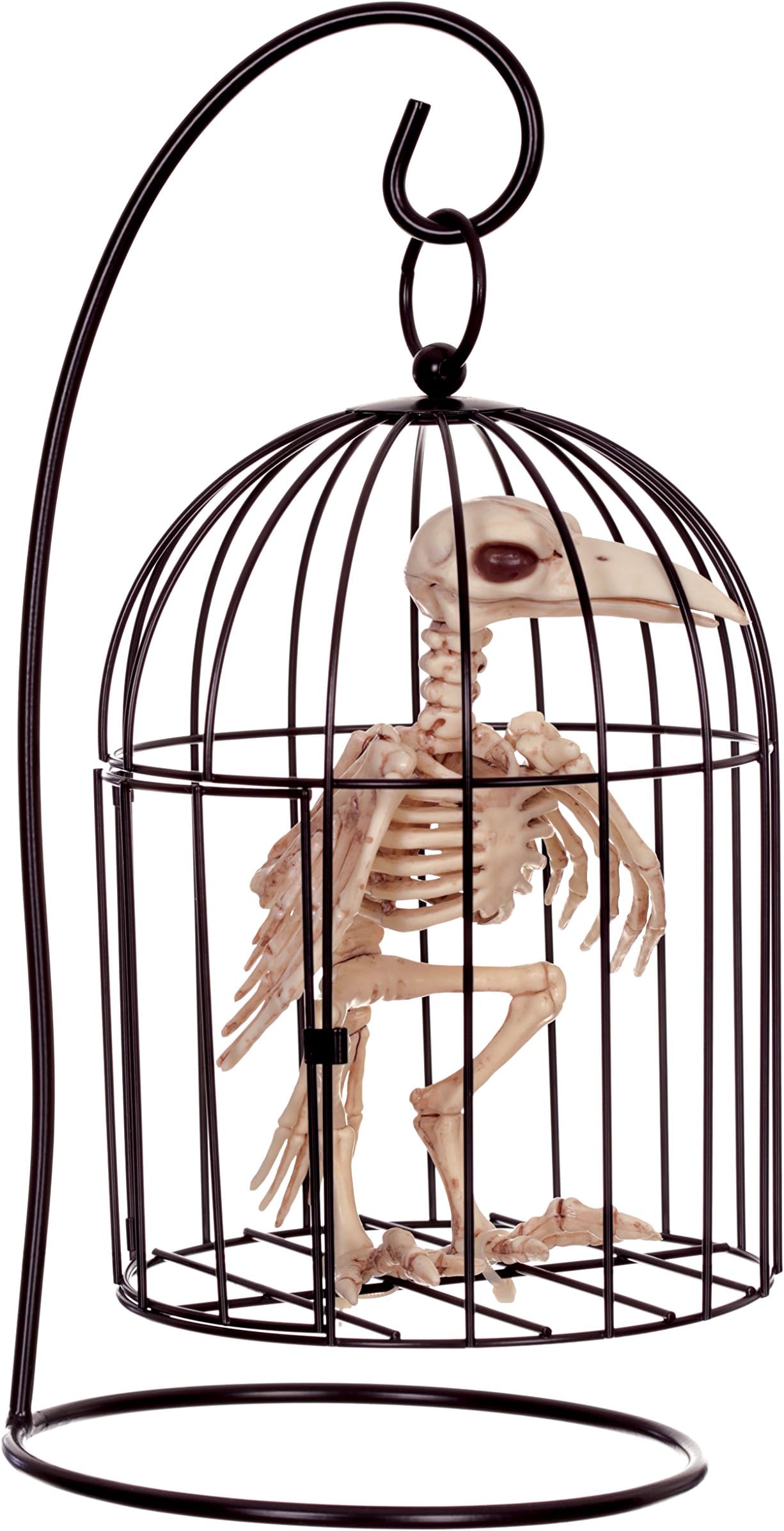Crazy Bonez Skeleton Crow in Small Cage