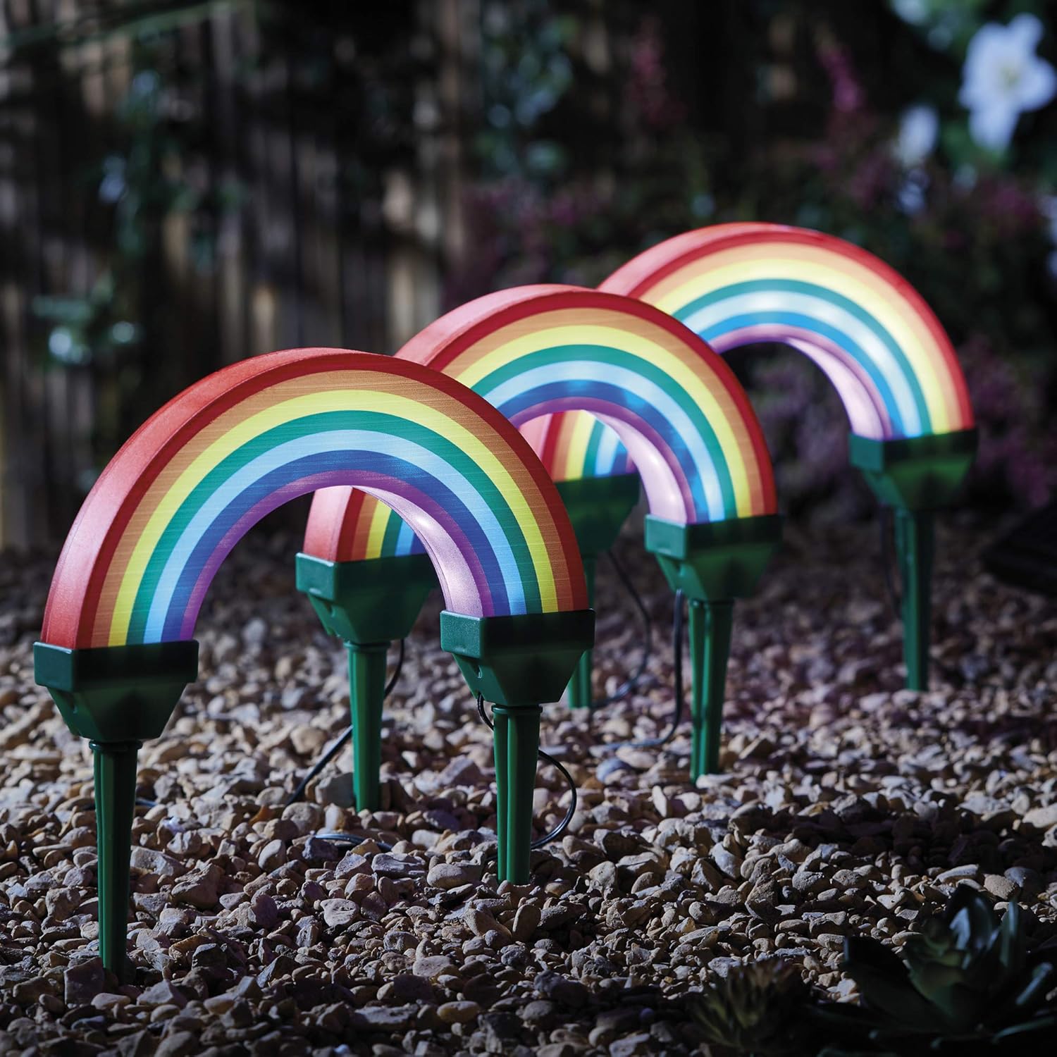 Solar Style Set of 3 LED Solar Powered Rainbow Lights, Decoration for