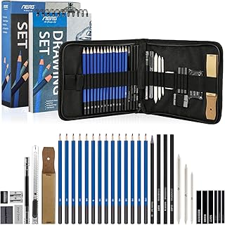 Aerb Zeichenset,36pcs Skizzierstifte set, 100S. Skizzierheft professionelle Stifte zum zeichnen mit Tasche für Kinder/Erwachsene