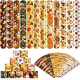 RICEDUO 48 Pcs Thanksgiving Slap Bracelets for Kids, 12 Styles Colorful Bulk Slap Wristbands - Autumn Maple Leaf Turkey Pumpkin Snap Bracelets for Thanksgiving Fall Party Favors Gift Exchange