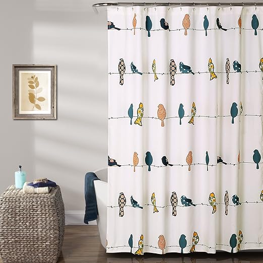 Lush Decor Décor Rowley Birds Shower Curtain, King, Multicolored